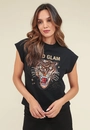 Blusa  Muscle Tee Com Aplique Tigre Em Meia Malha