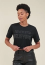 Blusa Meia Malha Com Strass Never Stop