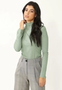 Blusa Canelada Manga Longa Gola Alta
