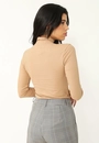 Blusa Canelada Manga Longa Gola Alta