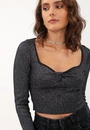 Blusa Tricô Manga Longa Decote Torcido