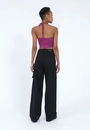 Calca Sarja Wide Leg Bolso Cargo