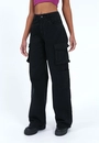 Calca Sarja Wide Leg Bolso Cargo