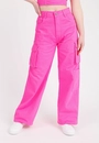 Calca Sarja Wide Leg Bolso Cargo