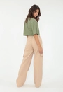 Calca Sarja Wide Leg Bolso Cargo