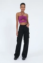 Calca Sarja Wide Leg Bolso Cargo