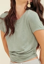 Blusa Malha Flamê Manga Curta Transpasse Barra