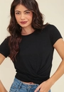 Blusa Malha Flamê Manga Curta Transpasse Barra