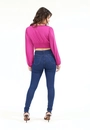Calça Jeans Skinny Cinto Fivela Forrada