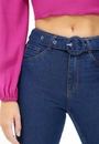 Calça Jeans Skinny Cinto Fivela Forrada