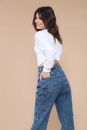 Calça Jeans Reta Recorte Bolso