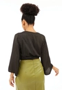 Cropped Viscose Manga 7/8 Metalic Transpassado