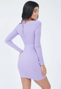 Vestido Canelado Manga Longa Vazado