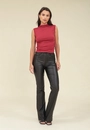 Blusa Malha Sem Manga Gola Alta Franzido Lateral