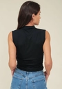 Blusa Malha Sem Manga Gola Alta Franzido Lateral