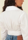 Camisa Cropped Tricoline Manga Longa