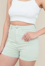 Short Sarja Lycra Cintura Alta Barra Virada