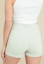 Short Sarja Lycra Cintura Alta Barra Virada