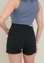 Short Sarja Lycra Cintura Alta Barra Virada