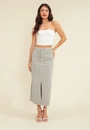 Saia Jeans Midi Fenda Frontal