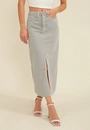 Saia Jeans Midi Fenda Frontal