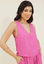 Blusa Regata Em Viscose Twill Com Decote V