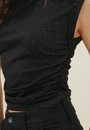 Regata Muscle Tee Com Franzido Lateral Em Malha Com Foil