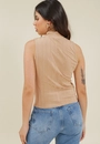 Blusa Malha Canelada Gola Alta Sem Mangas