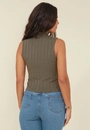Blusa Malha Canelada Gola Alta Sem Mangas