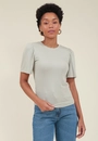 Blusa Malha Canelada Manga Curta Com Franzido