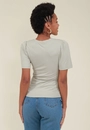 Blusa Malha Canelada Manga Curta Com Franzido