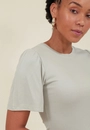 Blusa Malha Canelada Manga Curta Com Franzido