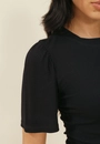 Blusa Malha Canelada Manga Curta Com Franzido