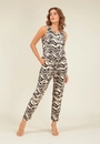 Blusa Regata Em Linho Estampado Com Abertura Lateral