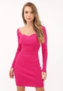Vestido Tricô Manga Longa Decote Princesa
