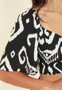 Blusa Cropped Viscose Estampada Etnica Barrada