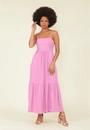 Vestido Midi Em Viscose Com Alça Recorte E Bolso