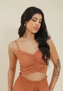 Cropped Alça Com Franzido Em Viscolinho