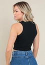 Blusa Regata Cropped Em Ribana Sem Manga