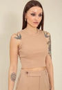 Blusa Regata Cropped Em Ribana Sem Manga