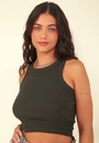 Blusa Regata Cropped Em Ribana Sem Manga