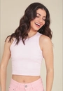 Blusa Regata Cropped Em Ribana Sem Manga