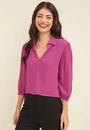Blusa Crepe Gola Manga 7/8