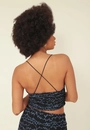 Blusa Cropped Alça Tule Estampado Storm Franzido Lateral