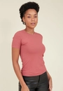 Blusa Canelada Manga Curta Decote Redondo