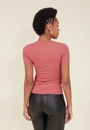 Blusa Canelada Manga Curta Decote Redondo