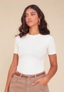 Blusa Canelada Manga Curta Decote Redondo