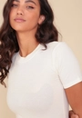 Blusa Canelada Manga Curta Decote Redondo