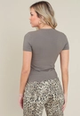Blusa Canelada Manga Curta Decote Redondo
