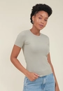 Blusa Canelada Manga Curta Decote Redondo